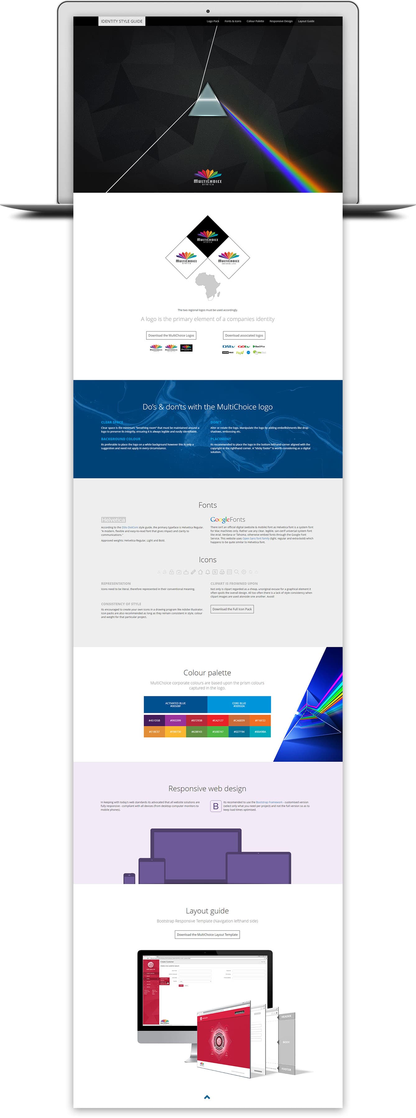 MultiChoice style guide. Single page